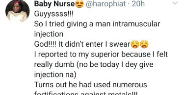 Nurse narrates encounter with a patient whose skin could not be penetrated with needles